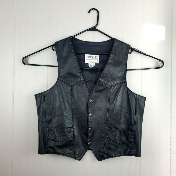 VTG 70s 80s Park V Leather Vest Harley Davidson - Picture 2 of 7